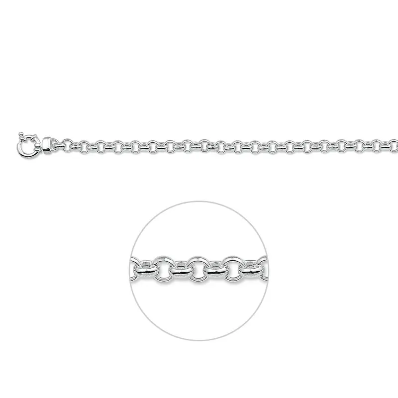 Ketting Jasseron 5,5 mm met groot veerslot zilver gerhodineerd