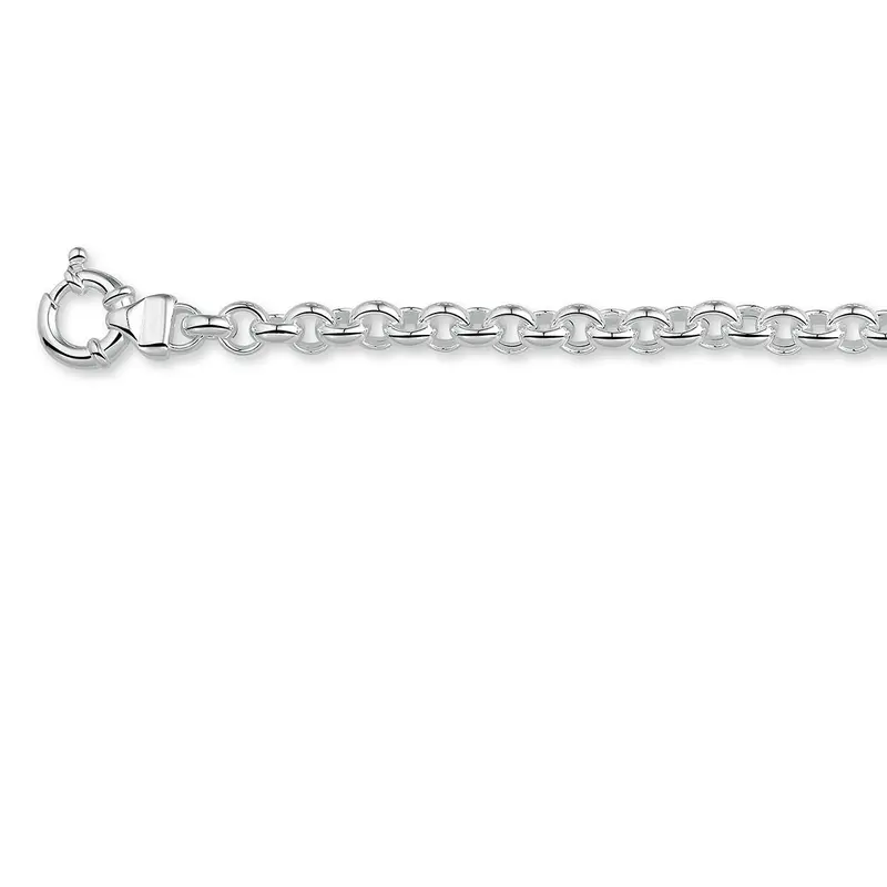 Ketting Jasseron 8,5 mm met groot veerslot zilver gerhodineerd