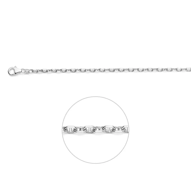 Ketting marine zilver gerhodineerd 3,1 mm