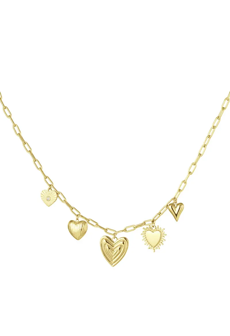 Ketting met hartjes bedels goud