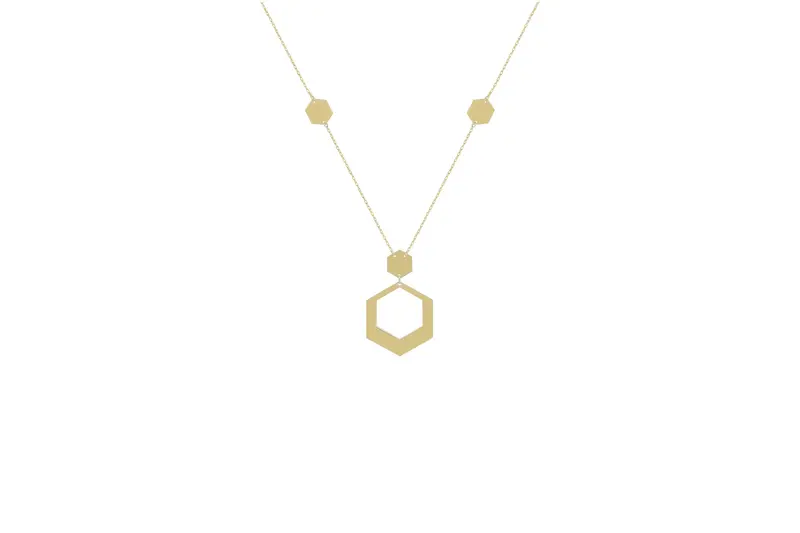 Ketting Met Zeshoekige Hanger 14K Goud BeMy