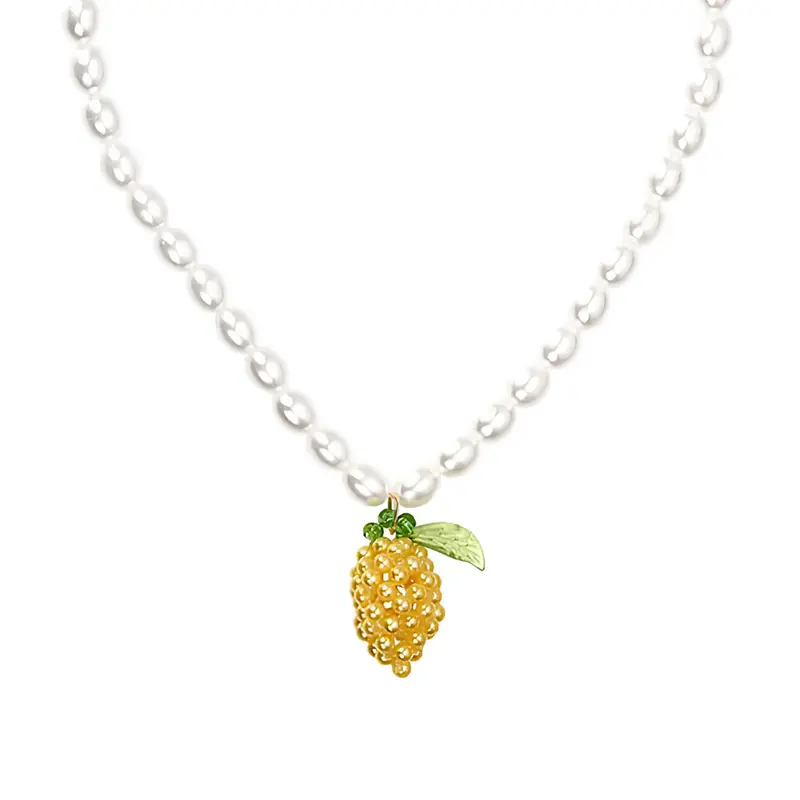 Ketting pearl lemon