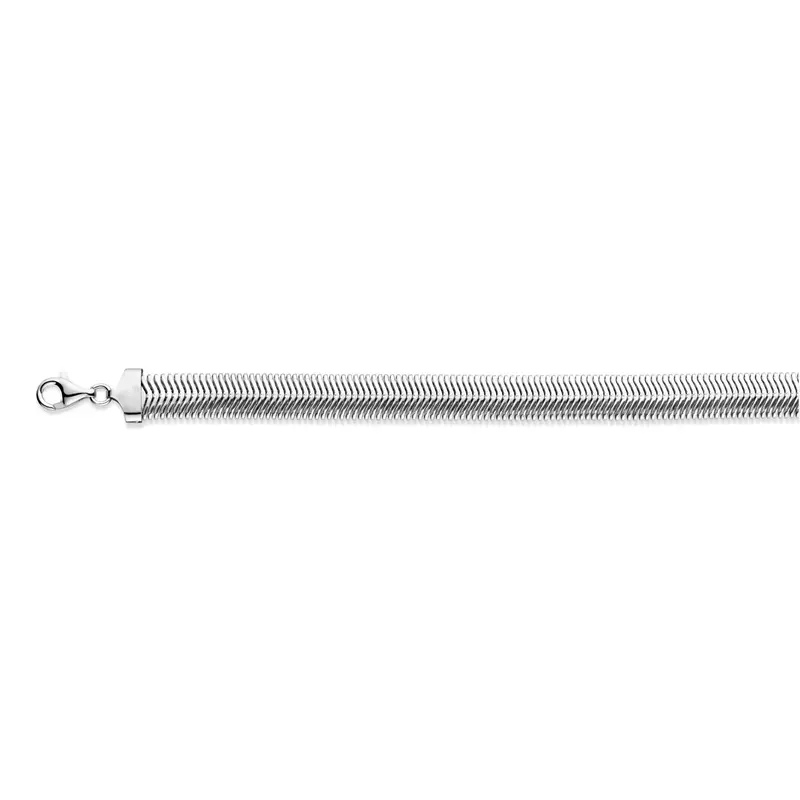 Ketting Slang plat (bol) 10 mm zilver gerhodineerd