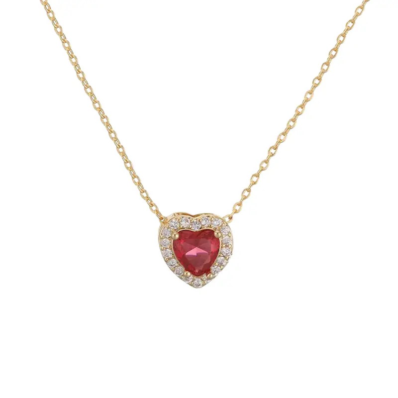 Ketting sparkling heart rood