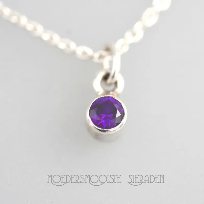 Ketting van Zilver met Geboortesteen van Februari