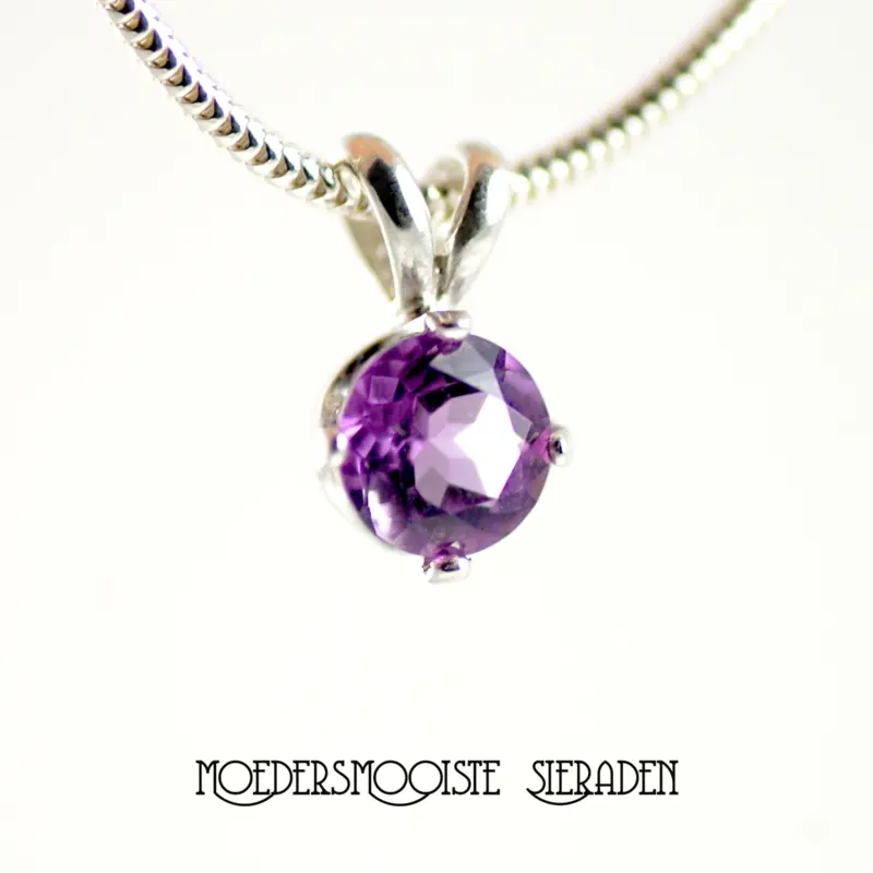Ketting van Zilver met Geboortesteen van Februari