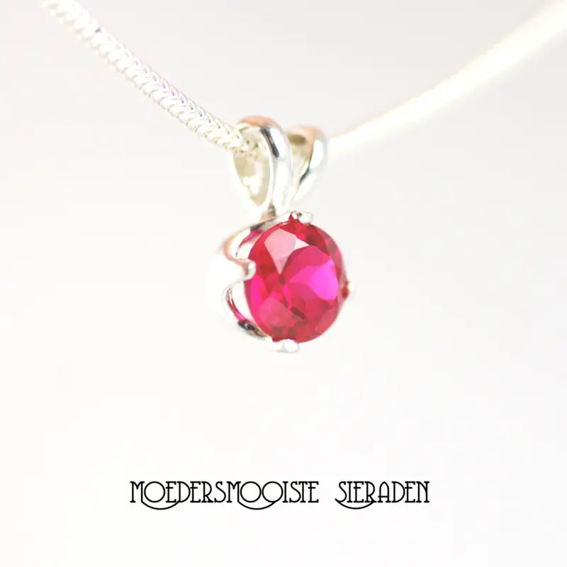 Ketting van Zilver met Geboortesteen van juli