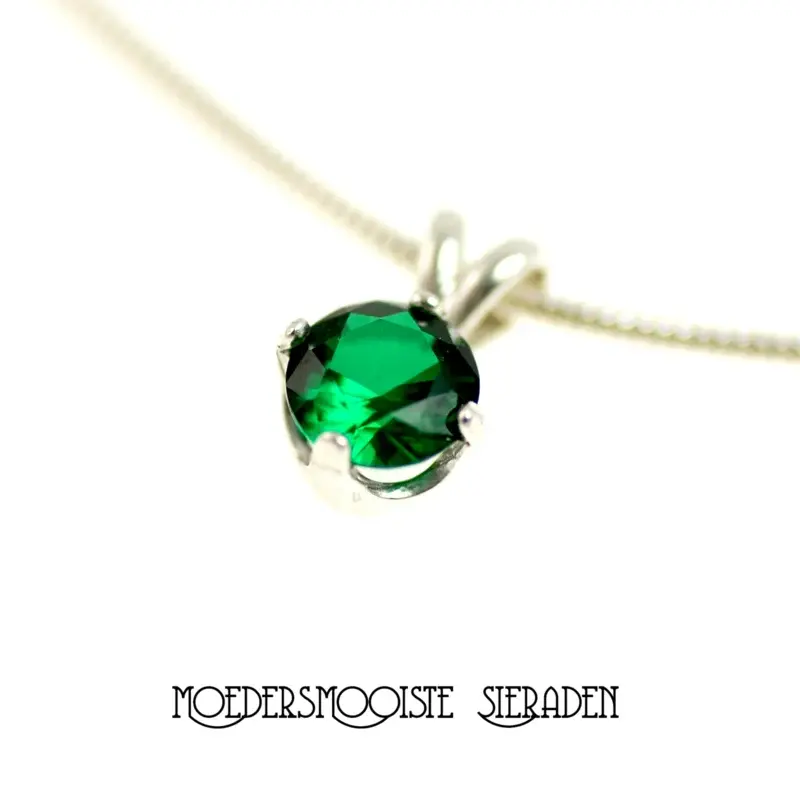 Ketting van Zilver met Geboortesteen van Mei