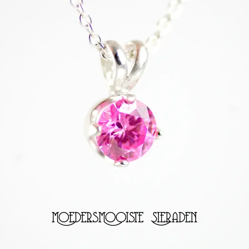 Ketting van Zilver met Geboortesteen van Oktober