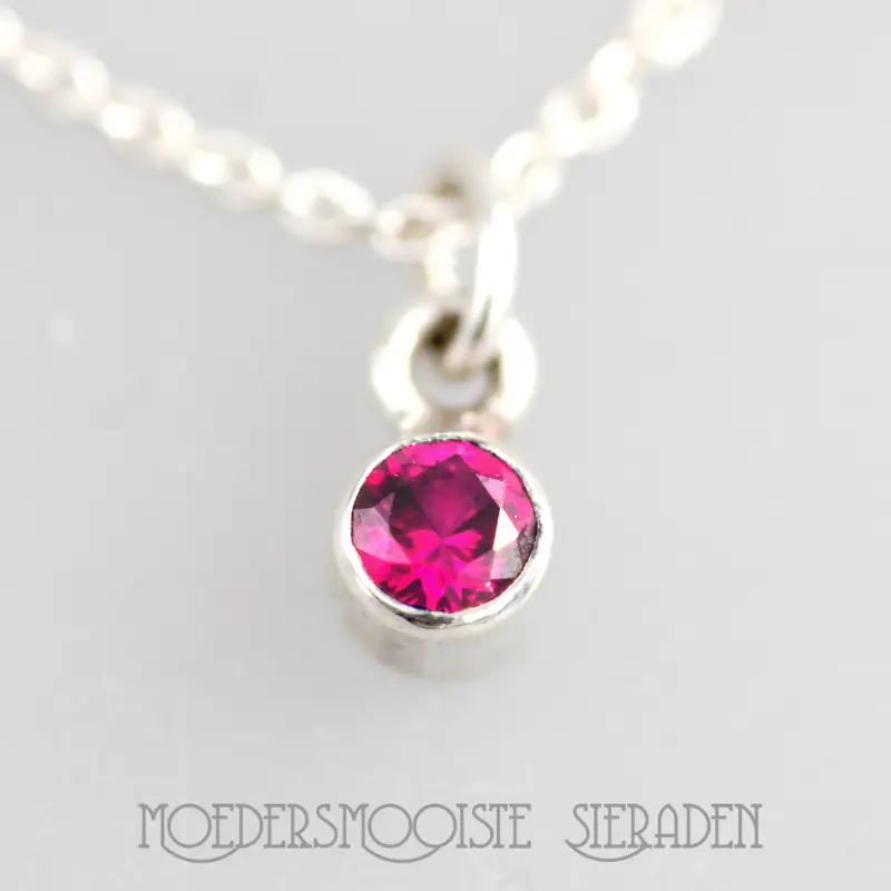 Ketting van Zilver met Geboortesteen van Oktober
