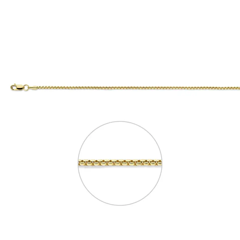 Ketting Venetiaans 1,8 mm massief Silgold (geel met zilverkern)