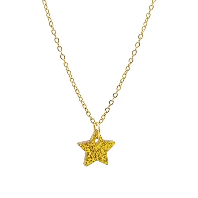 Kinderketting RVS goudkleur - Ster goud glitter