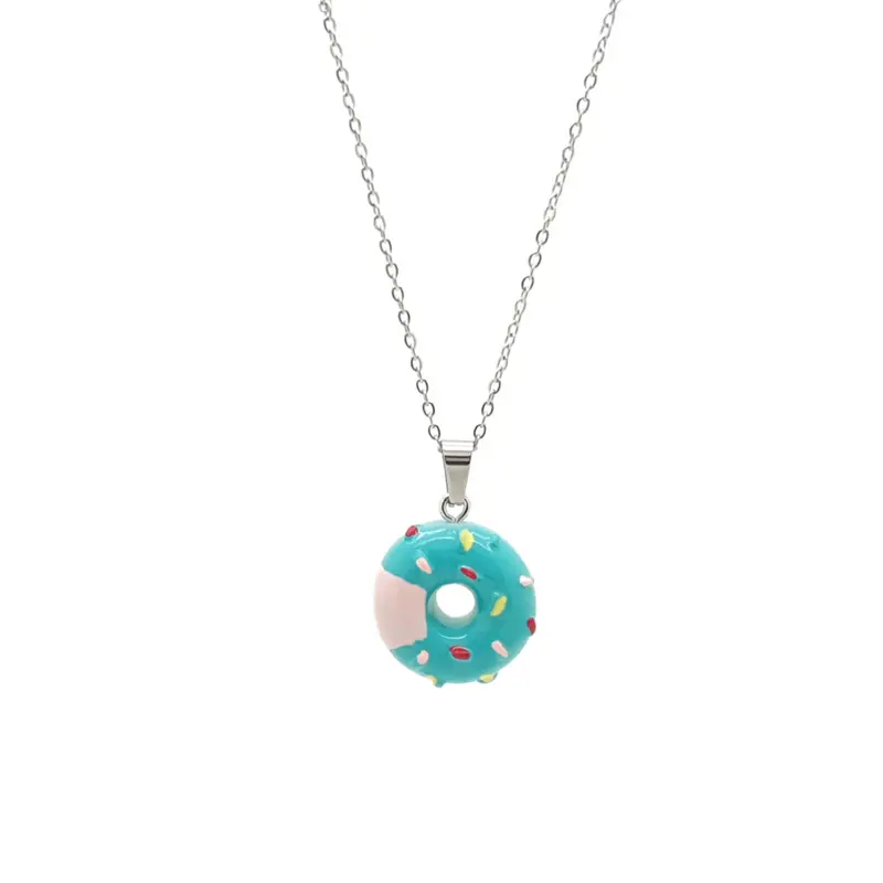 Kinderketting RVS zilverkleur - Donut mintgroen
