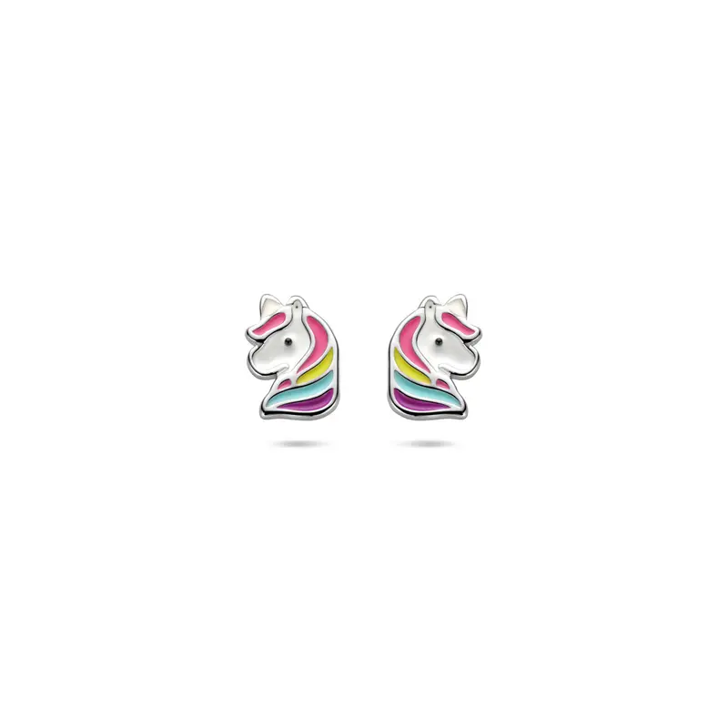 Kinderoorknoppen emaille eenhoorn 8 mm gerhodineerd zilver – 1341466