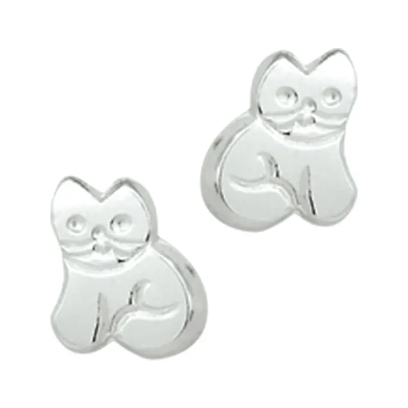 Kinderoorknoppen poes gerhodineerd zilver 6,5 x 5,5 mm – 1000571