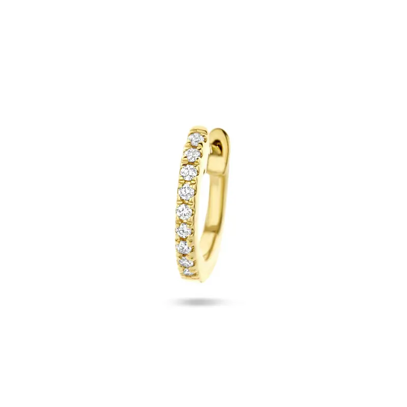 klapoorring diamant 0.03ct h si 9,5 mm per stuk 14K geelgoud