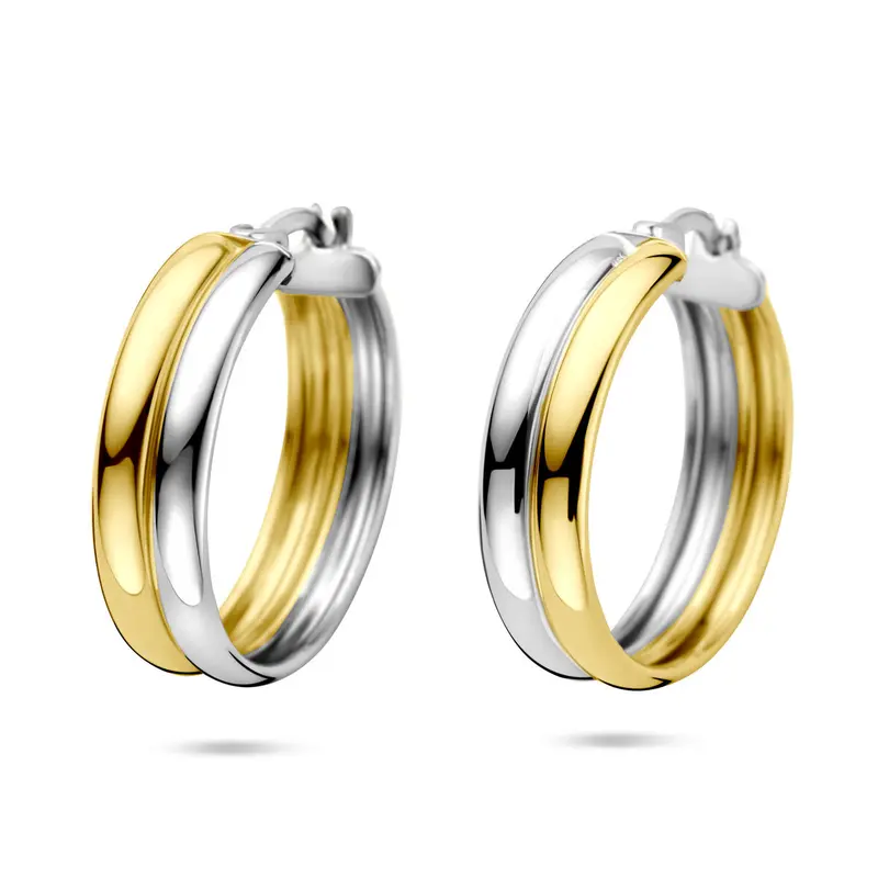 Klapoorringen 23 mm 1 micron zilver verguld – 2200471