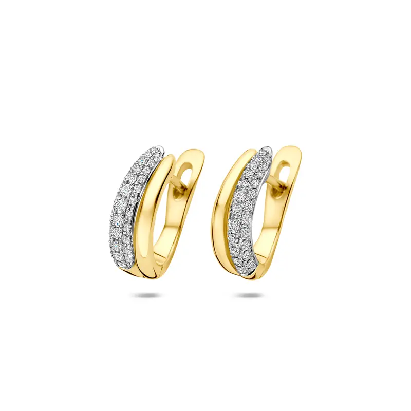 Klapoorringen diamant 14K bicolor goud 0.27ct (2x 0.13ct) h si 14 mm – 4209209