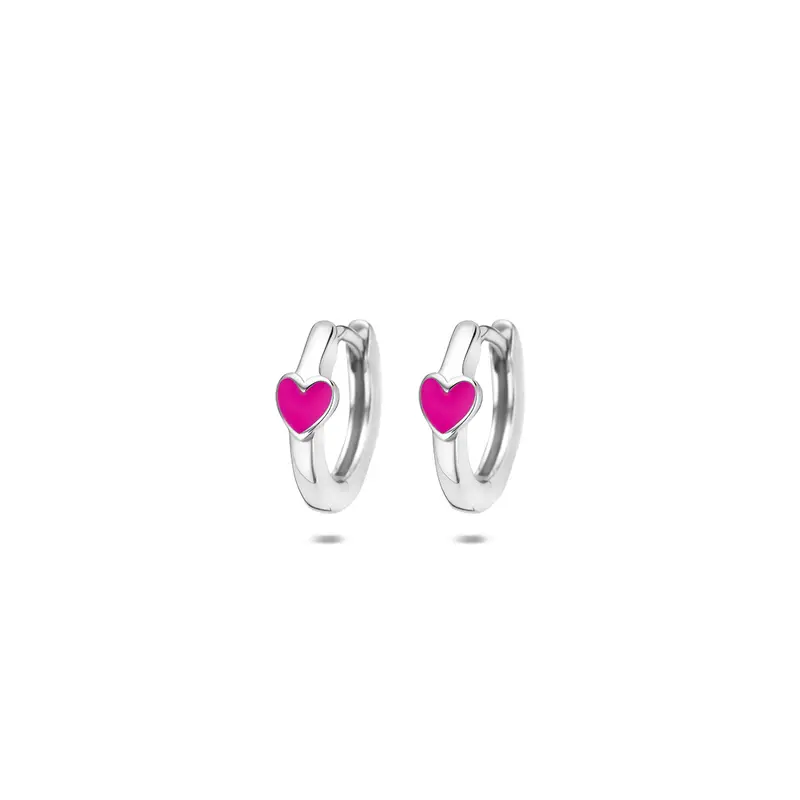 Klapoorringen emaille hartje zilver gerhodineerd 11,5 mm – 1343657