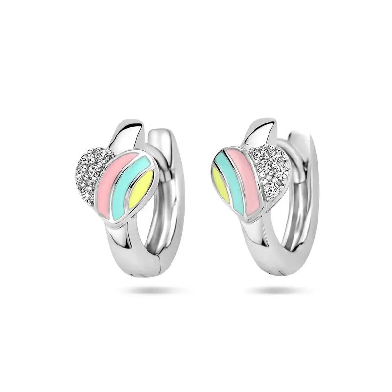 klapoorringen hart en zirkonia zilver gerhodineerd