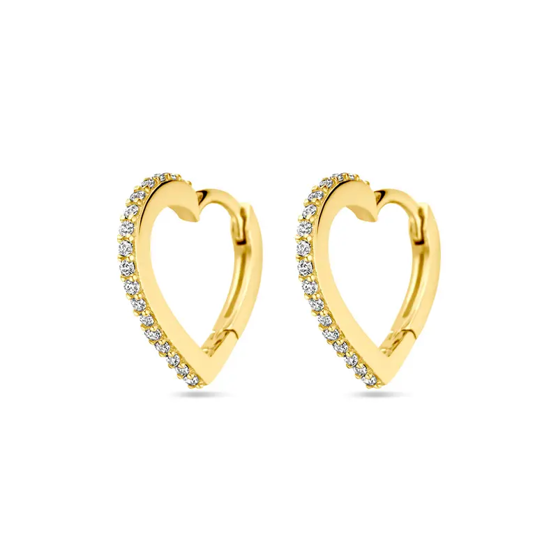 Klapoorringen hartjes zirkonia 9K geelgoud 12,5 mm – 8002028