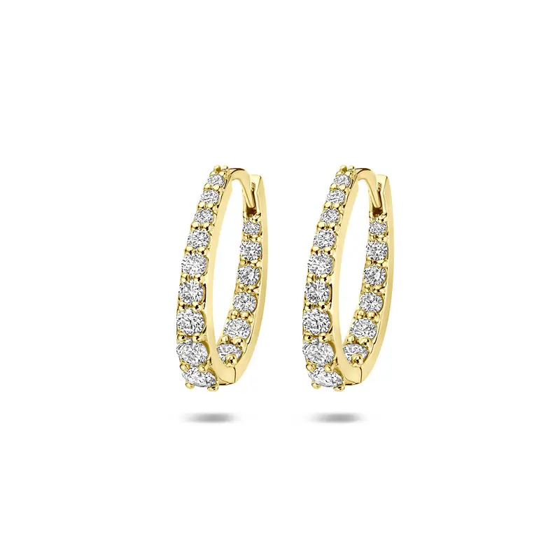 Klapoorringen lab grown diamant 0.95ct (2x 0.475ct) f vs 14K geelgoud 17 mm