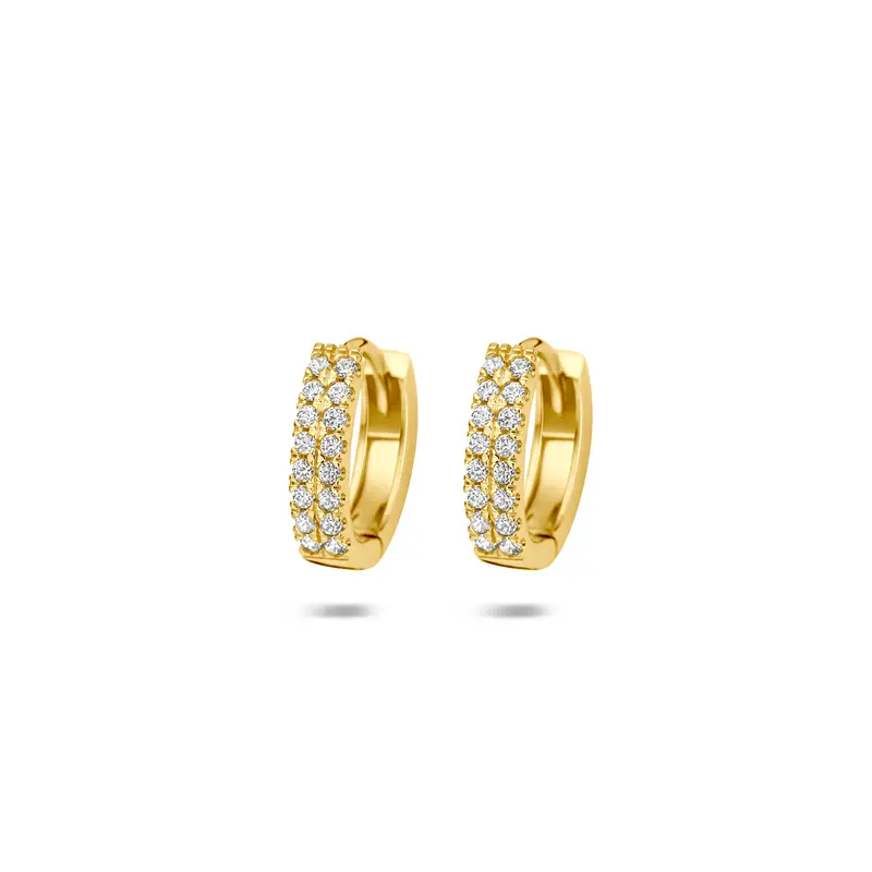 Klapoorringen ovaal zirkonia 14K geelgoud 12 mm – 4035921