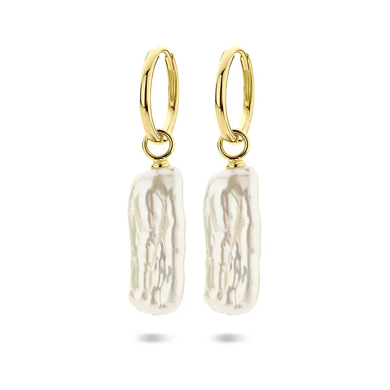 Klapoorringen parel 38 mm 1 micron zilver verguld – 2104120