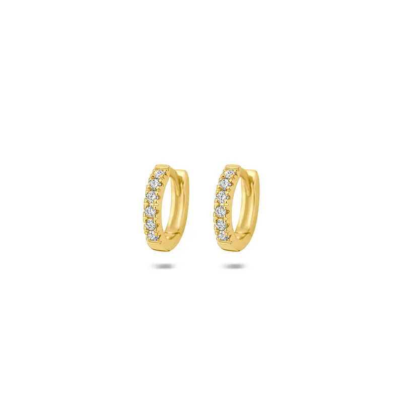 Klapoorringen rond lab grown diamant 14K geelgoud 0.12ct (2x 0.06ct) f vs 10 mm – 4036004