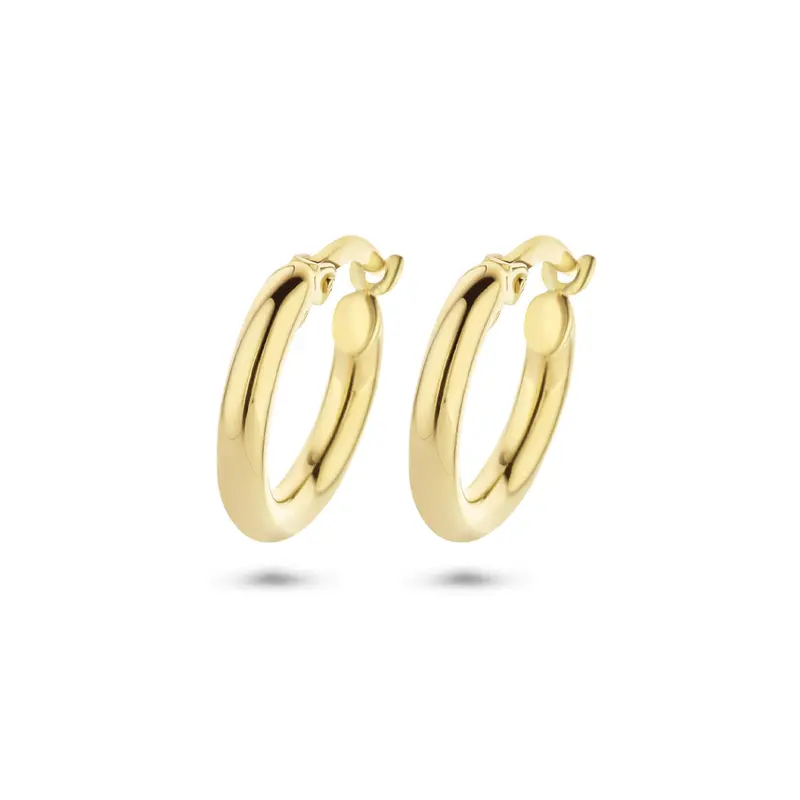 Klapoorringen ronde buis 14K geelgoud 15 mm – 4018329