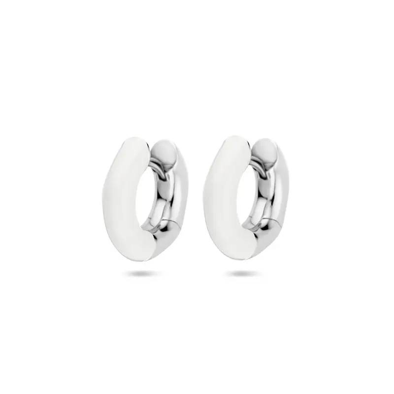 klapoorringen wit emaille 4 mm zilver gerhodineerd