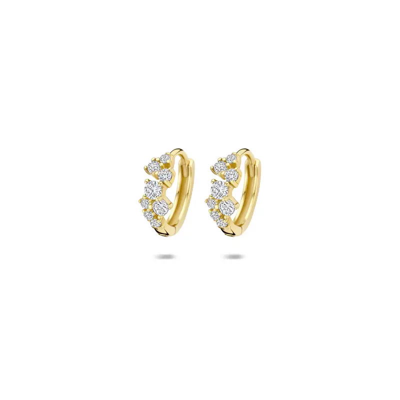 Klapoorringen zirkonia 11 mm 1 micron zilver verguld – 2104215