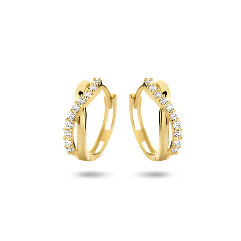 Klapoorringen zirkonia 12,5 mm 9K geelgoud – 8000204