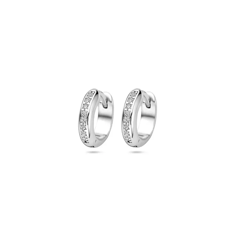 klapoorringen zirkonia 12 mm zilver gerhodineerd