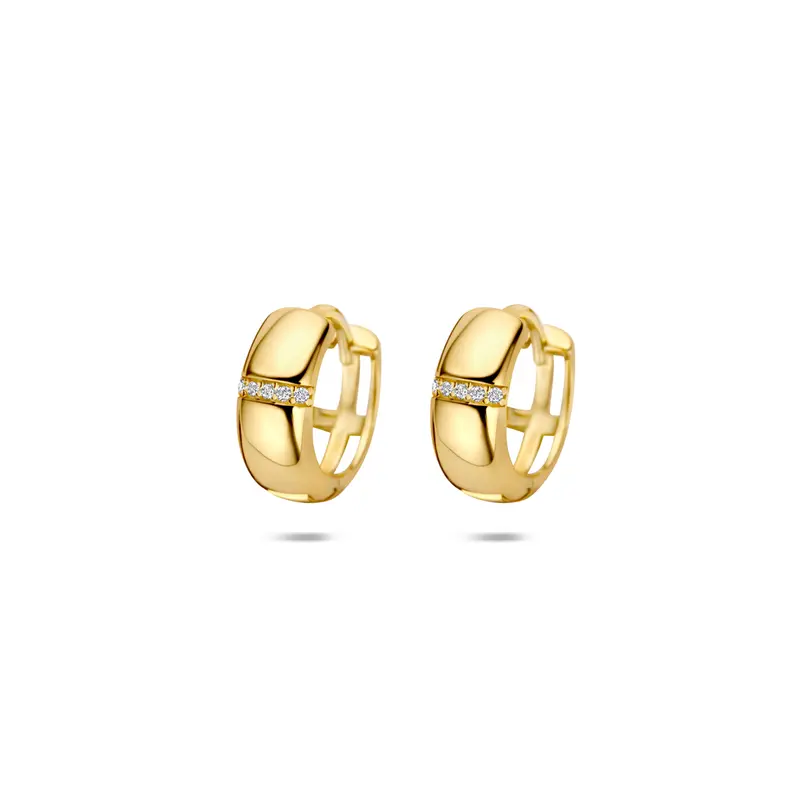 Klapoorringen zirkonia 13 mm 1 micron zilver verguld