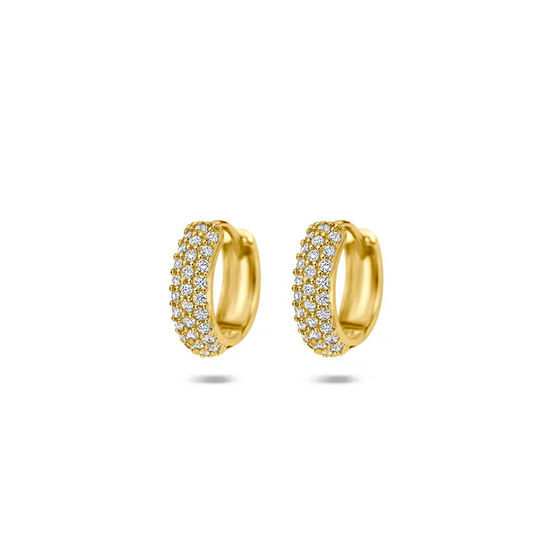 Klapoorringen zirkonia 14K geelgoud 11,5 mm – 4035917