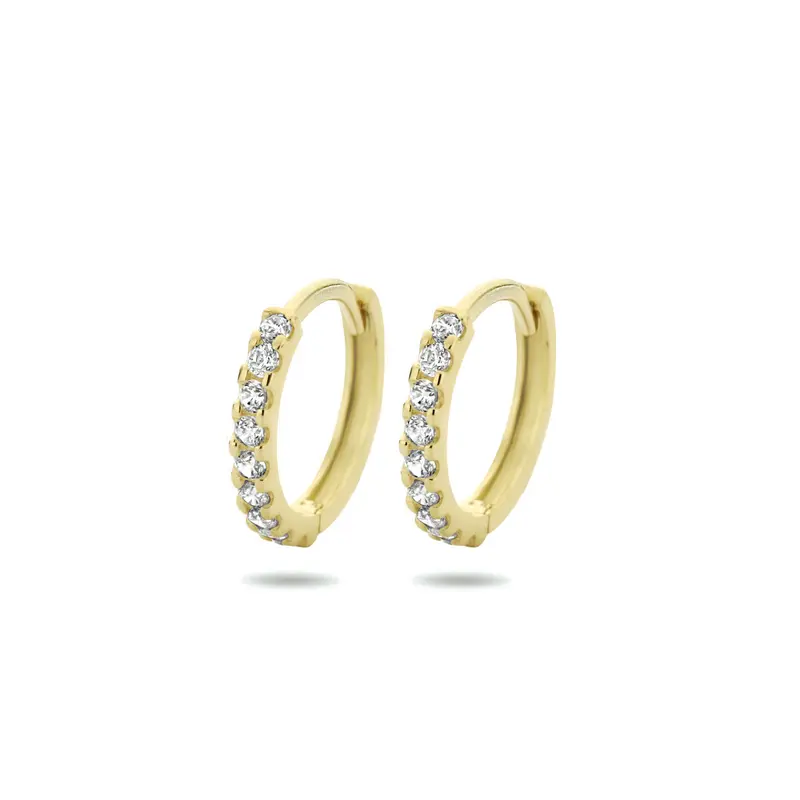 Klapoorringen zirkonia 14K geelgoud 12,5 mm – 4019361