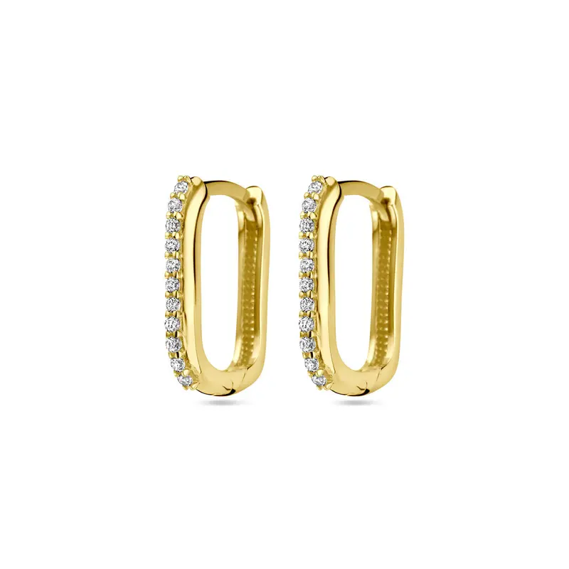 Klapoorringen zirkonia 14K geelgoud 14 x 2 mm – 4031118