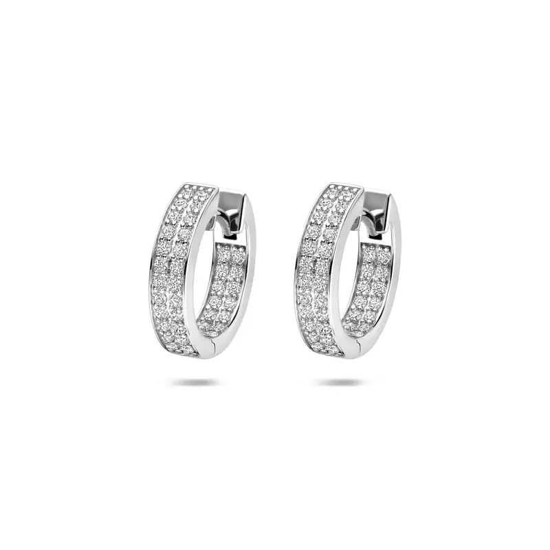 Klapoorringen zirkonia 15 mm gerhodineerd zilver – 1341482