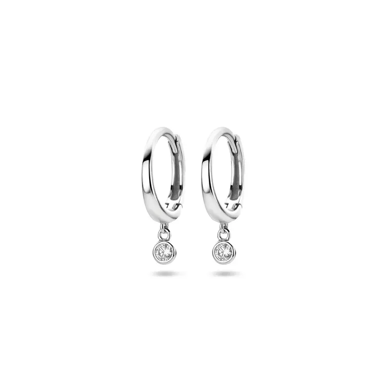 Klapoorringen zirkonia 16 mm gerhodineerd zilver – 1340476