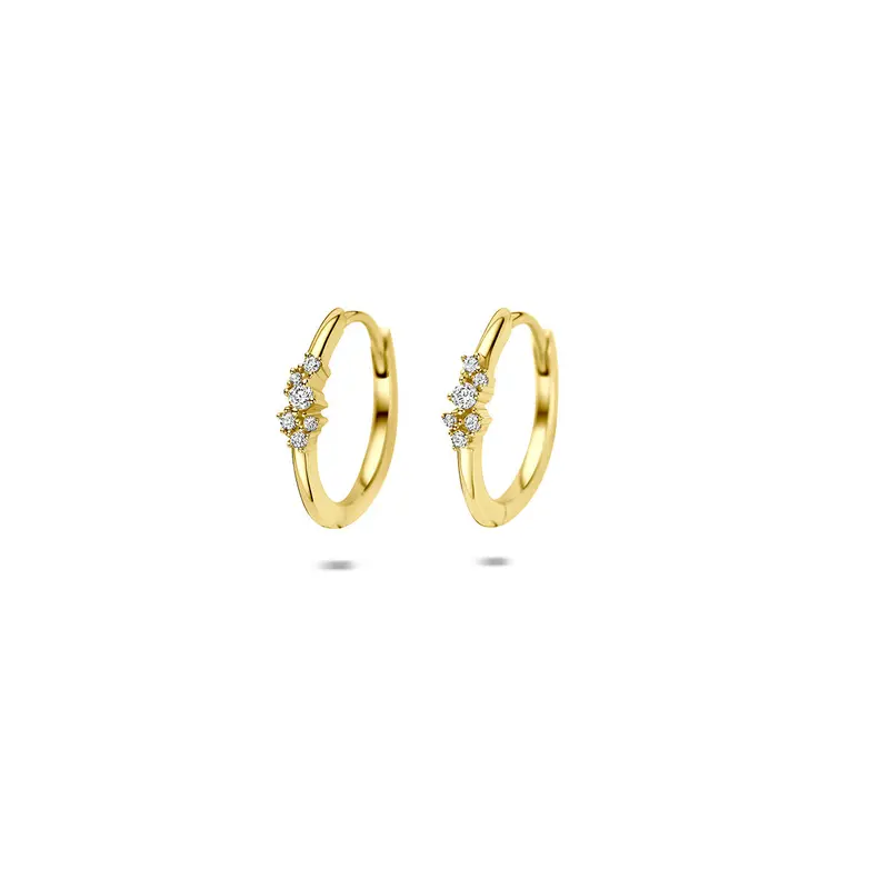 Klapoorringen zirkonia 9K geelgoud 12,5 mm