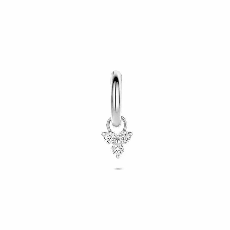 Klapoorringen zirkonia per stuk 13 mm gerhodineerd zilver – 1341012