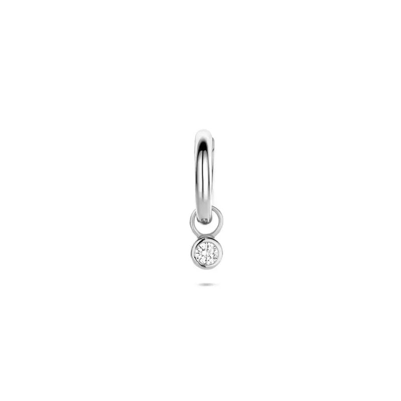 Klapoorringen zirkonia per stuk 13 mm gerhodineerd zilver – 1341013