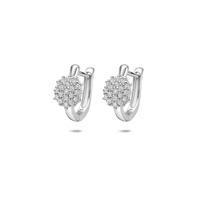 Klapoorringen zirkonia zilver gerhodineerd 12,5 mm