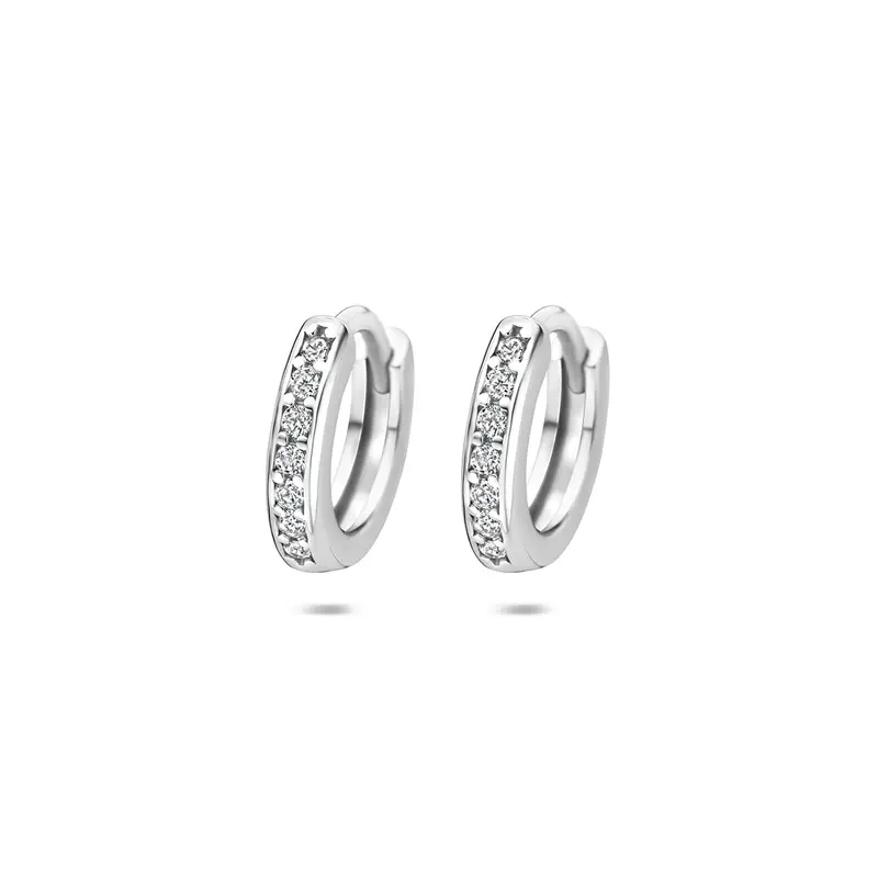 Klapoorringen zirkonia zilver gerhodineerd 13 mm – 1342601