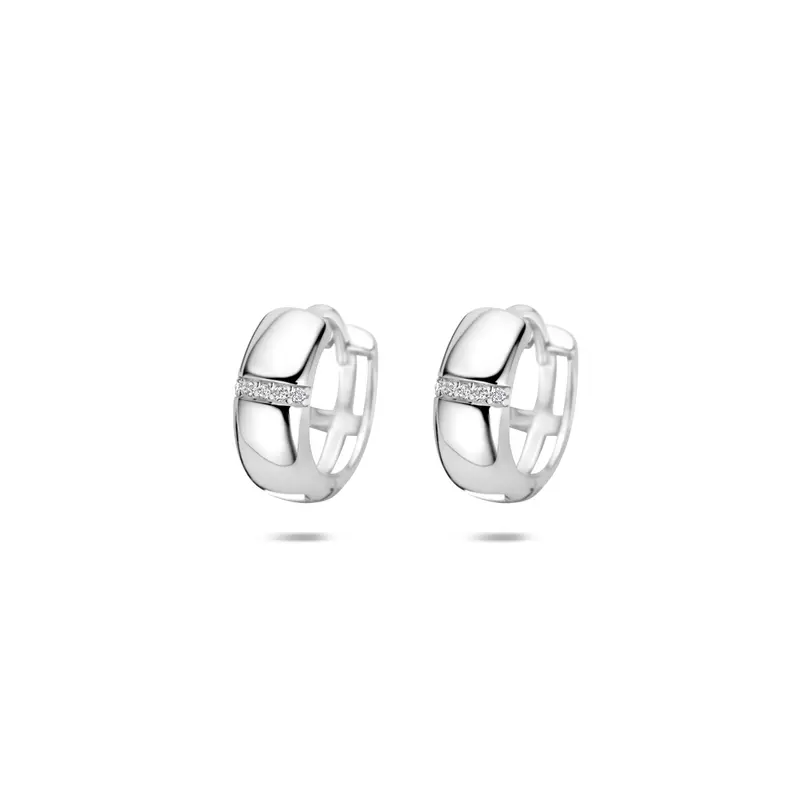 Klapoorringen zirkonia zilver gerhodineerd 13 mm