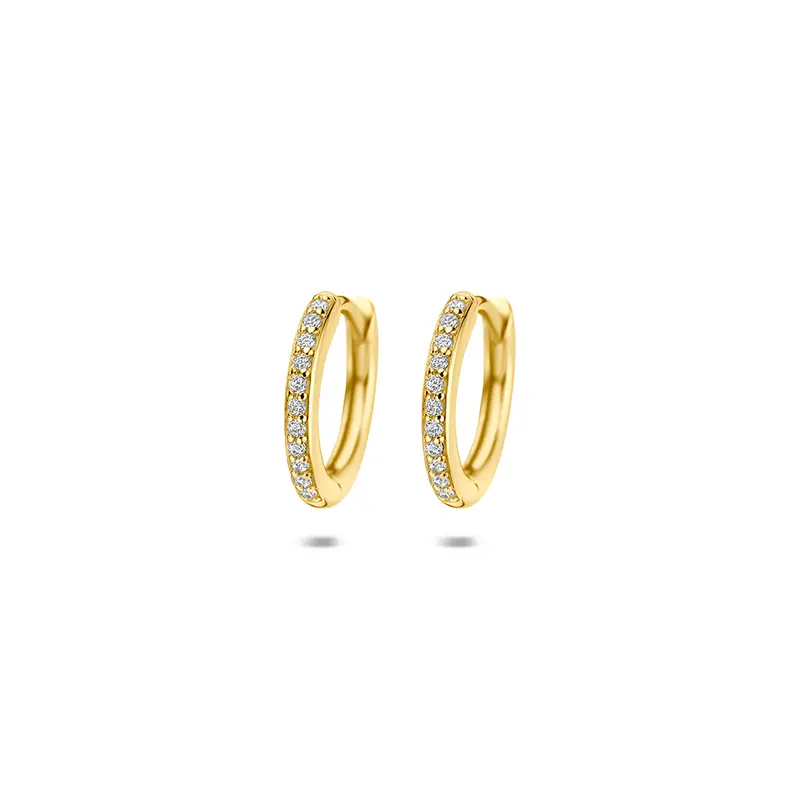 Klapoorringen zirkonia zilver verguld 12,5 mm 1 micron – 2104437