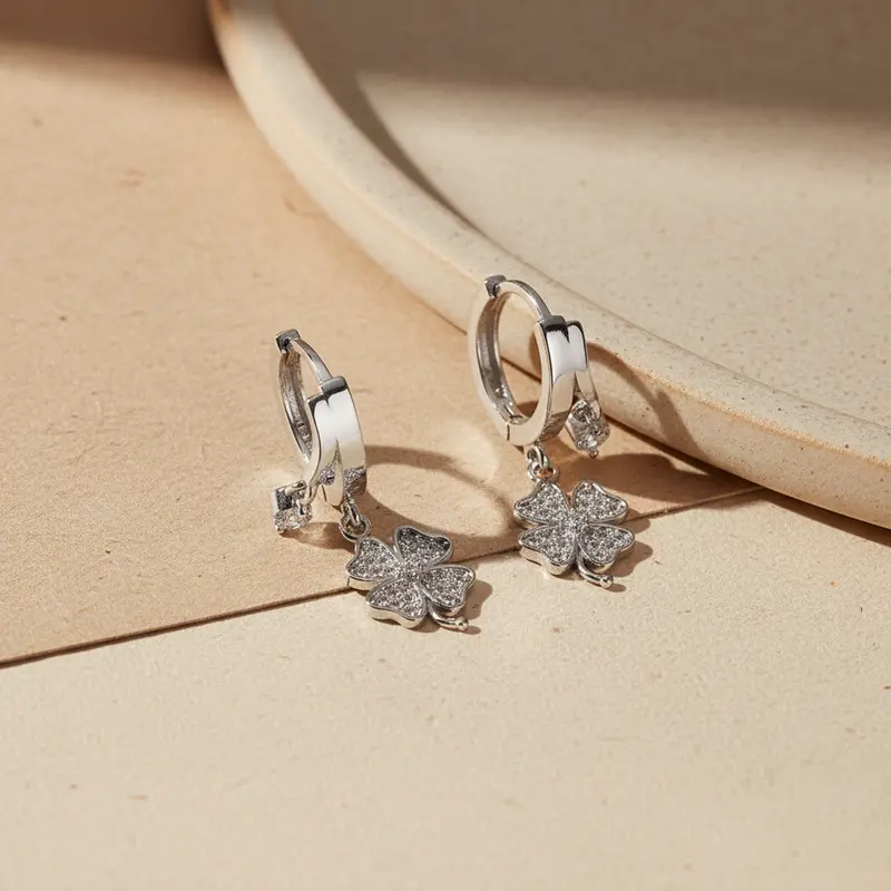 Klavertjevier Oorbellen – 925 Zilver