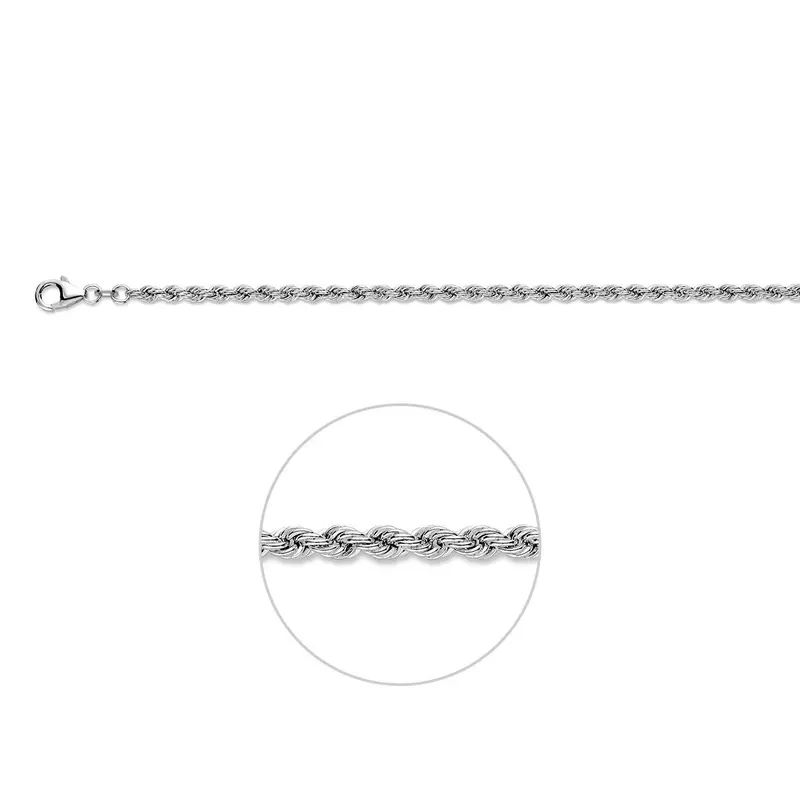 Koord massief 3,1 mm zilver gerhodineerd