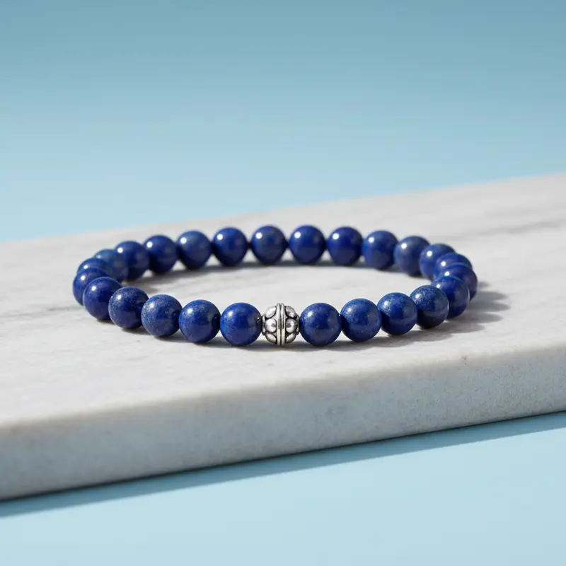 Kralen Armband Lapis Lazuli met zilver EDB15011